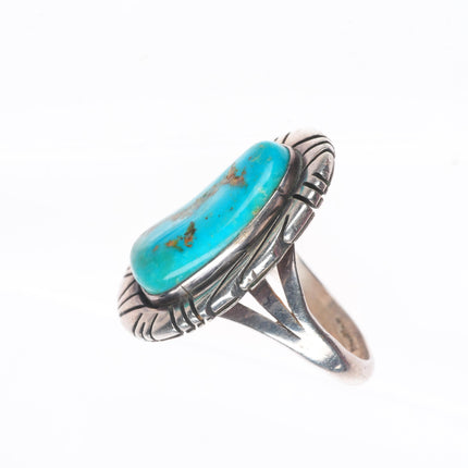 sz9 Vintage Navajo sterling silver turquoise slotted rim ring