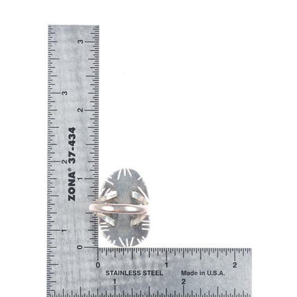 sz9 Vintage Navajo sterling silver turquoise slotted rim ring