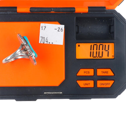 sz9 Vintage Navajo sterling silver turquoise slotted rim ring