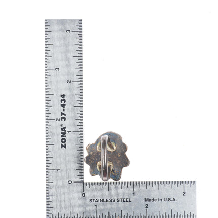 sz8.5 vintage Navajo sterling silver ruffle edge ring with nice turquoise