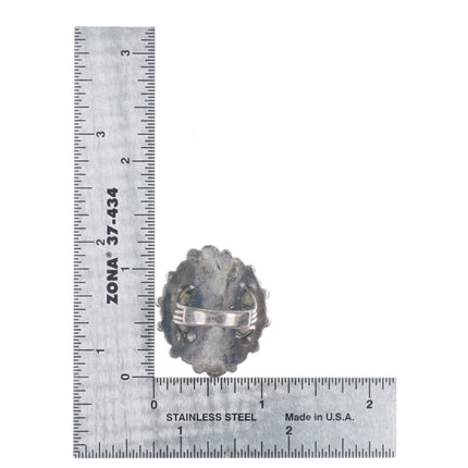 sz7 30's-40's Vintage zuni sterling silver turquoise cluster ring