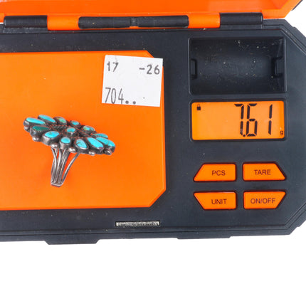 sz7 30's-40's Vintage zuni sterling silver turquoise cluster ring