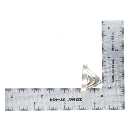 sz11 Vintage Navajo sterling silver modernist freeform ring with nice turquoise