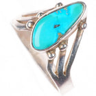 sz11 Vintage Navajo sterling silver modernist freeform ring with nice turquoise