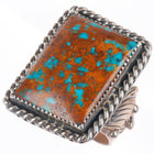 sz13.5 Pilot Mountain Turquoise Navajo Sterling silver ring Golden Eagle trading