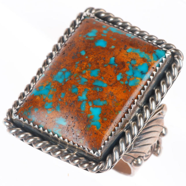 sz13.5 Pilot Mountain Turquoise Navajo Sterling silver ring Golden Eagle trading