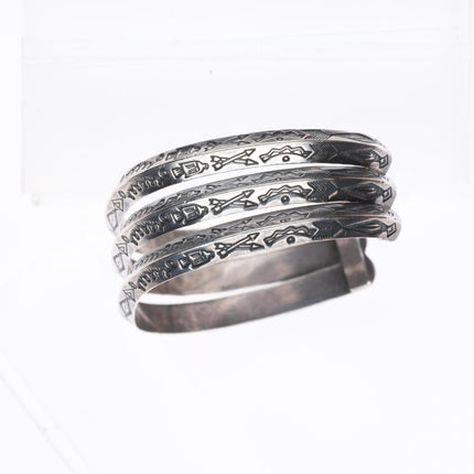 6.5" vintage Navajo sterling silver triple carinated stamped cuff bracelet