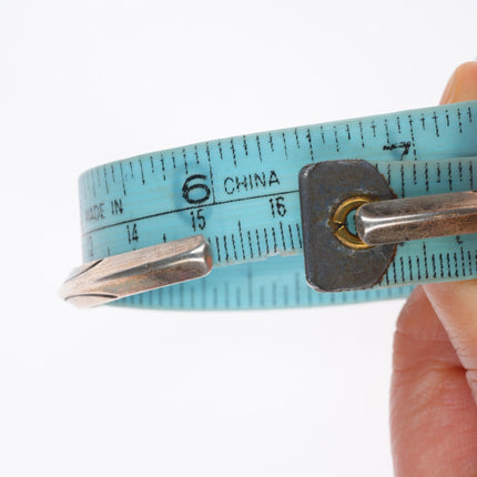 6.4" UITA-21 c1940 Navajo carinated sterling silver stamped cuff bracelet pair