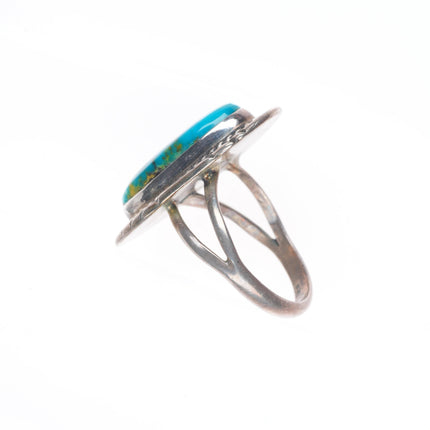 sz7 vintage Navajo sterling silver ring with nice gem turquoise