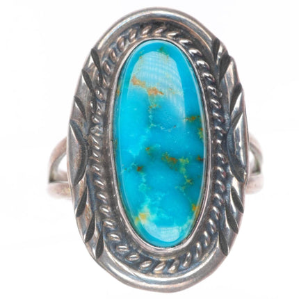 sz7 vintage Navajo sterling silver ring with nice gem turquoise