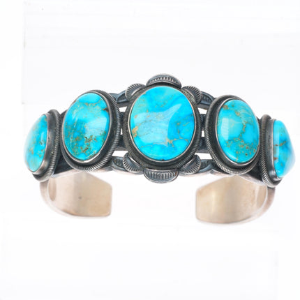 6.3" Jacob Morgan Navajo sterling silver high grade turquoise cuff bracelet