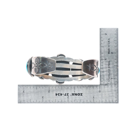 6.3" Jacob Morgan Navajo sterling silver high grade turquoise cuff bracelet