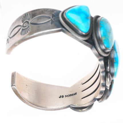 6.3" Jacob Morgan Navajo sterling silver high grade turquoise cuff bracelet