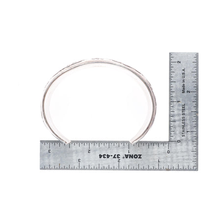 7" Vintage G. Pete Navajo sterling silver wide stamped cuff bracelet