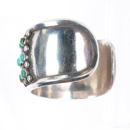 6.35" Fred Guerro Navajo sterling silver Royston Turquoise cluster cuff bracelet
