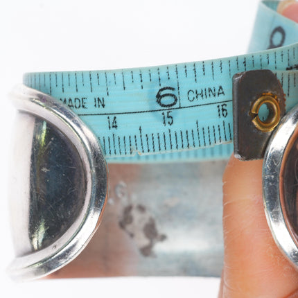 6.35" Fred Guerro Navajo sterling silver Royston Turquoise cluster cuff bracelet