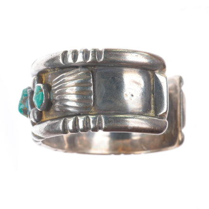 7" Vintage Navajo  sterling silver natural turquoise nugget cuff bracelet