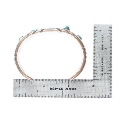 7" Vintage Navajo  sterling silver natural turquoise nugget cuff bracelet