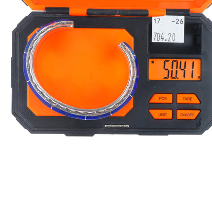 6.3" Vintage Navajo sterling silver lapis channel inlay stamped cuff bracelet