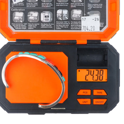 6.5" Vintage Navajo sterling silver, turquoise, spiny oyster, onyx cuff bracelet