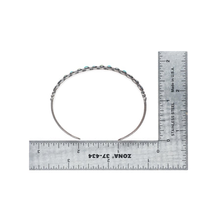 6.25" 1940's Zuni sterling silver snake eye turquoise arrow stamps cuff bracelet