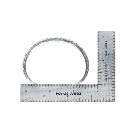 6.8" Albert Bighand Navajo sterling silver deep stamped domed cuff bracelet
