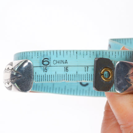 6.8" Albert Bighand Navajo sterling silver deep stamped domed cuff bracelet