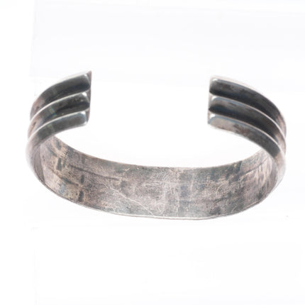 6.6" Vintage Navajo deep stamped sterling silver triple carinated cuff bracelet