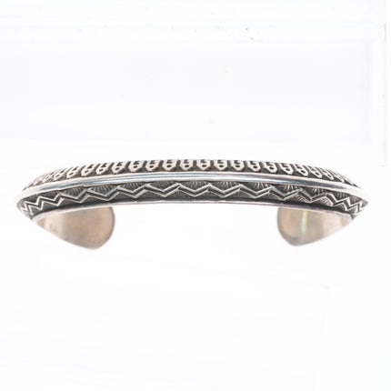 6.5" Lyle Secatero Navajo carinated sterling silver deep stamped cuff bracelet