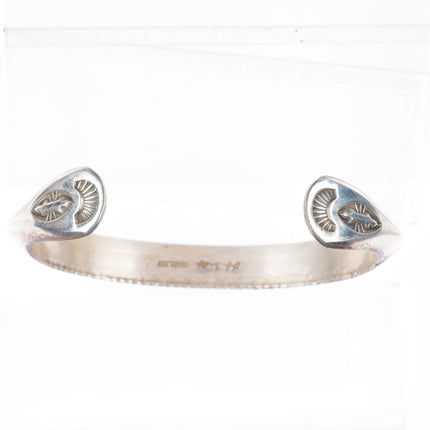 6.5" Lyle Secatero Navajo carinated sterling silver deep stamped cuff bracelet