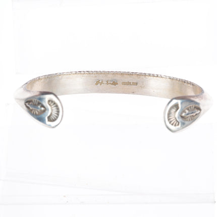 6.5" Lyle Secatero Navajo carinated sterling silver deep stamped cuff bracelet