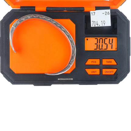 6.5" Lyle Secatero Navajo carinated sterling silver deep stamped cuff bracelet