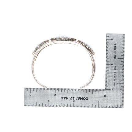 6.6" vintage Zuni/Navajo sterling silver turquoise sunface inlay cuff bracelet