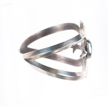 6.6" 1950 vintage Navajo high grade turquoise cast sterling silver cuff bracelet