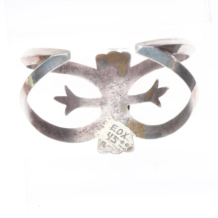 6.6" 1950 vintage Navajo high grade turquoise cast sterling silver cuff bracelet