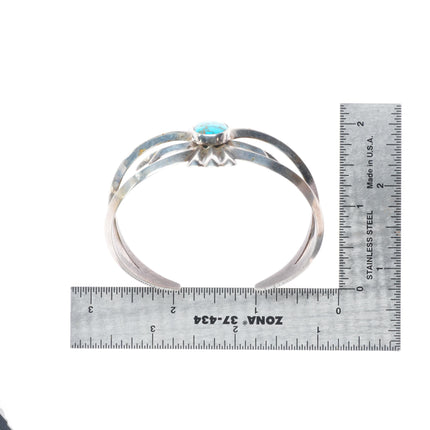 6.6" 1950 vintage Navajo high grade turquoise cast sterling silver cuff bracelet