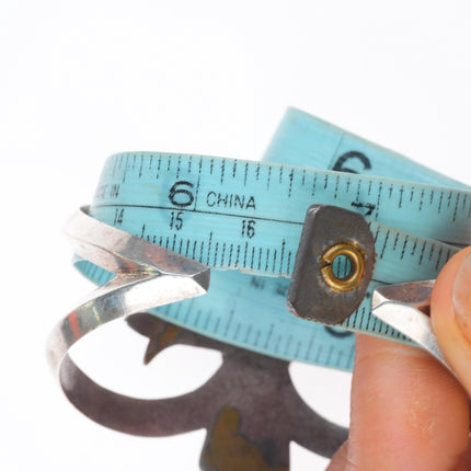 6.6" 1950 vintage Navajo high grade turquoise cast sterling silver cuff bracelet