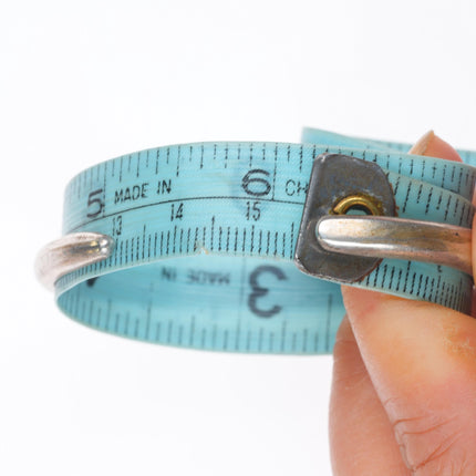 6.1" c1950's Bisbee Turquoise Zuni sterling silver inlay stacker cuff bracelet