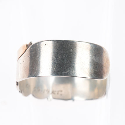 6.25" Kyle Leister modernist 14k gold/Sterling silver cuff bracelet