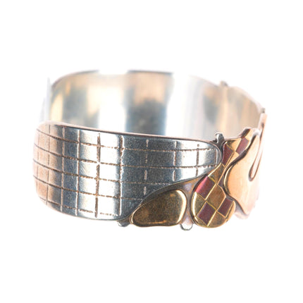 6.25" Kyle Leister modernist 14k gold/Sterling silver cuff bracelet