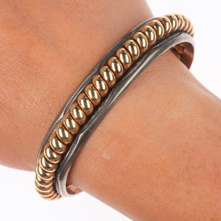Shirley Tahe Navajo Sterling silver gold filled twisted wire cuff bracelet