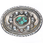 Dan Secatero heavy vintage Navajo sterling silver turquoise belt buckle