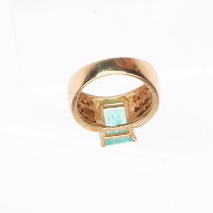 sz6 retro 14k yellow gold gold pastel Columbian emerald 18 diamond women's ring