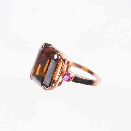 sz6 retro Madeira Citrine and ruby 14k yellow gold women's ring size 6