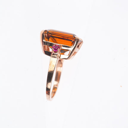 sz6 retro Madeira Citrine and ruby 14k yellow gold women's ring size 6