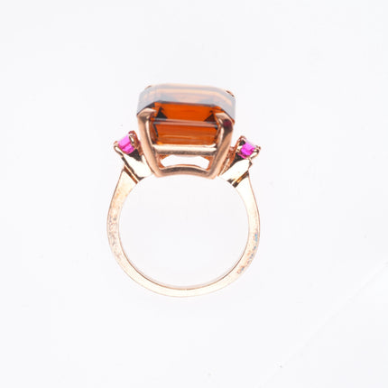 sz6 retro Madeira Citrine and ruby 14k yellow gold women's ring size 6
