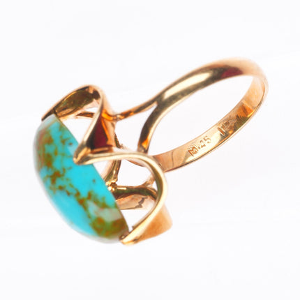 sz6.5 antique 14k yellow gold turquoise art nouveau women's size 6.5 ring