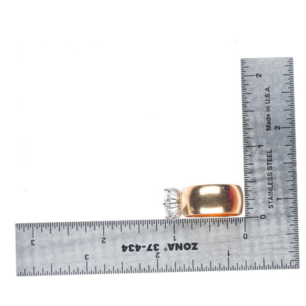 sz9 1950's retro 14k yellow gold blue topaz women's statement size 9 ring