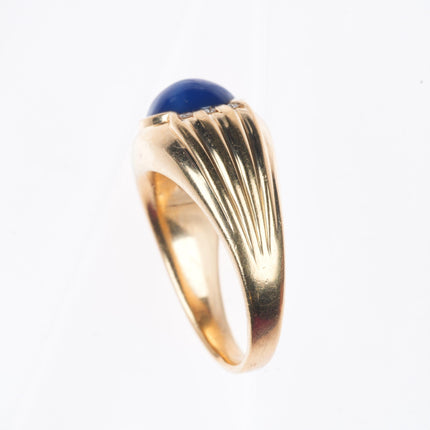sz12.5 retro men's 14k yellow gold, diamond, blue star sapphire size 12.5 ring