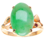 sz6 14k yellow gold retro Moss in Snow green Jadeite Jade women's size 6 ring